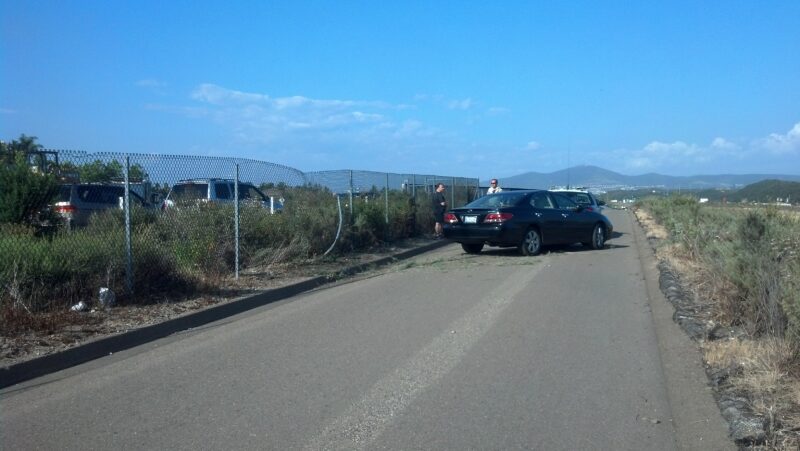 Car on SR-56 bike path and not the first time. Photo: Dr. Dan Valentine