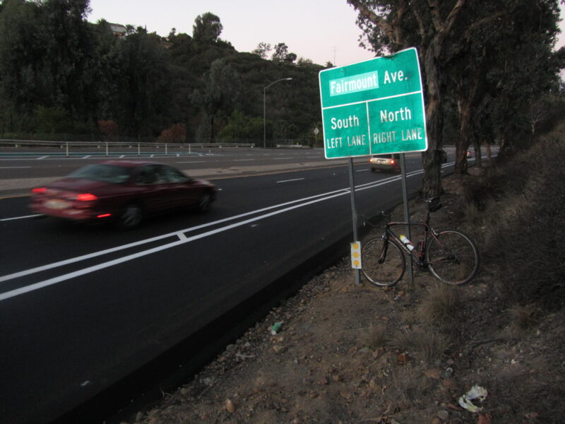 New bike lanes on the north side of Montezuma Road. Photo by Robert Craddick