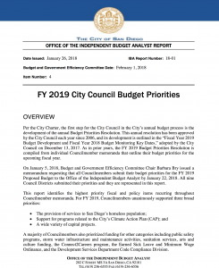 City Council budget priorities 2019